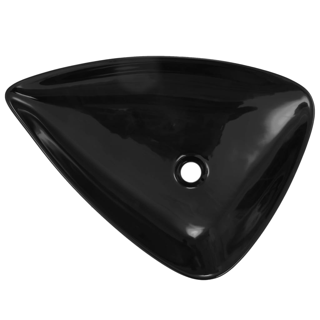 vidaXL Chiuvetă din ceramică, negru, 645 x 455 x 115 mm, triunghi