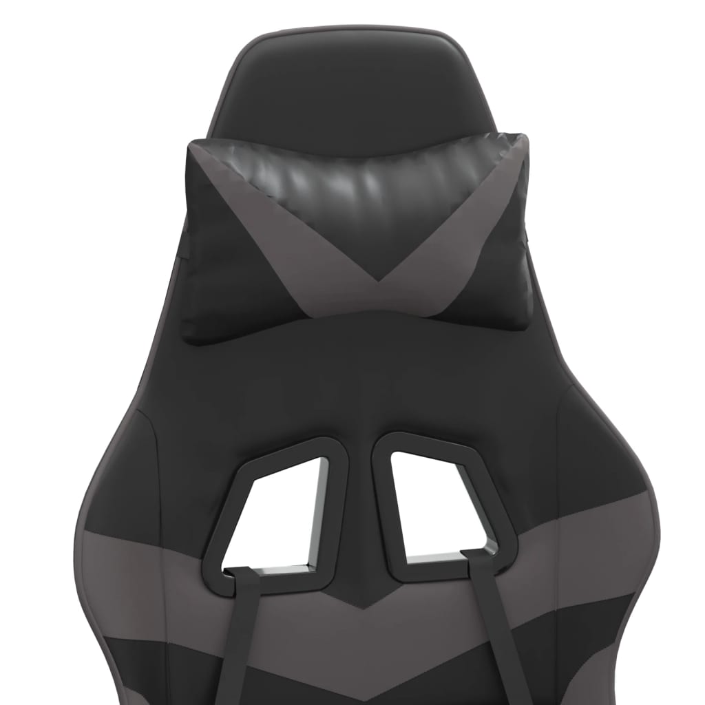 vidaXL Scaun de gaming cu suport picioare, negru/gri, piele ecologică