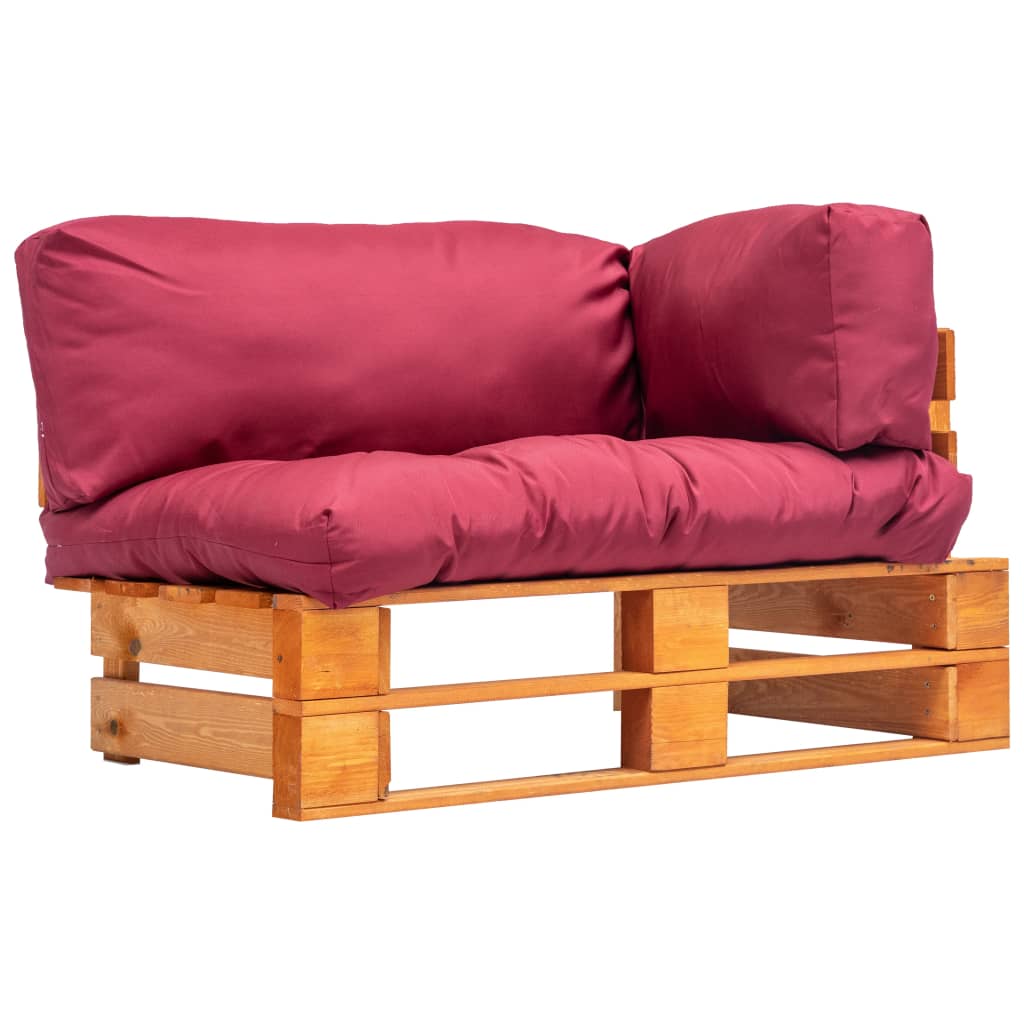 vidaXL Canapea de grădină din paleți cu perne roșii, lemn pin