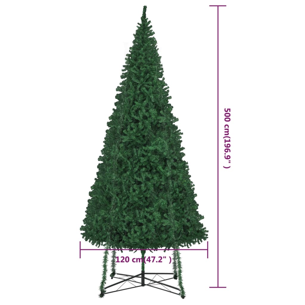 vidaXL Brad de Crăciun artificial cu suport, verde, 500 cm