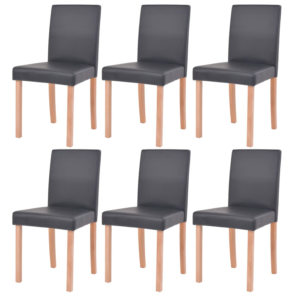 vidaXL Masă și scaune 7 piese, piele artificială, stejar, negru