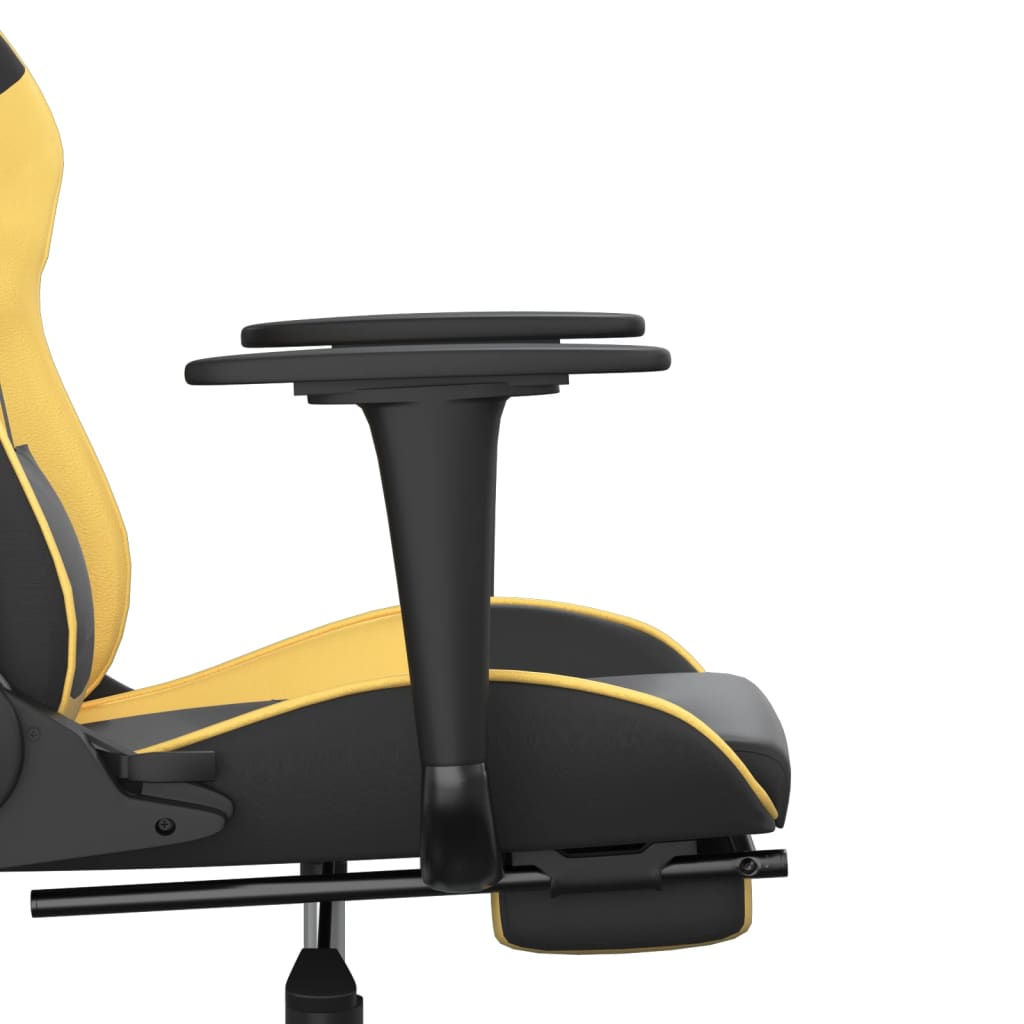 vidaXL Scaun de gaming cu masaj/suport picioare negru/auriu piele eco