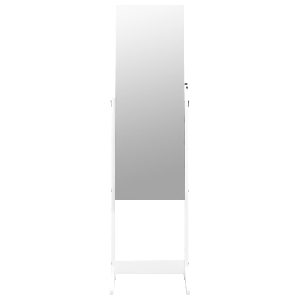 vidaXL Dulap de bijuterii cu oglindă independent, alb, 42x38x152 cm
