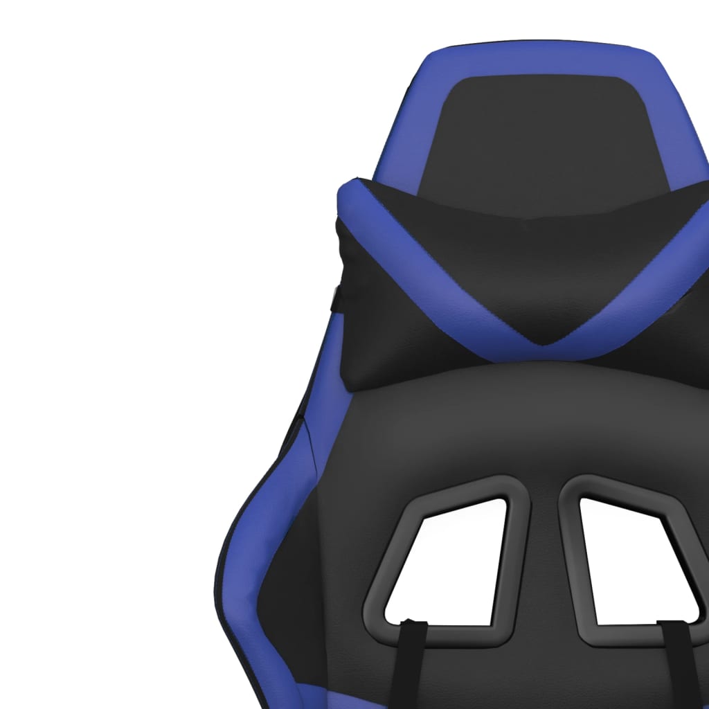 vidaXL Scaun de gaming cu suport picioare, negru/albastru, piele eco