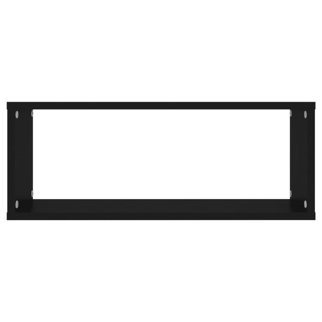 vidaXL Rafturi de perete cub, 6 bucăți, negru, 60x15x23 cm, PAL
