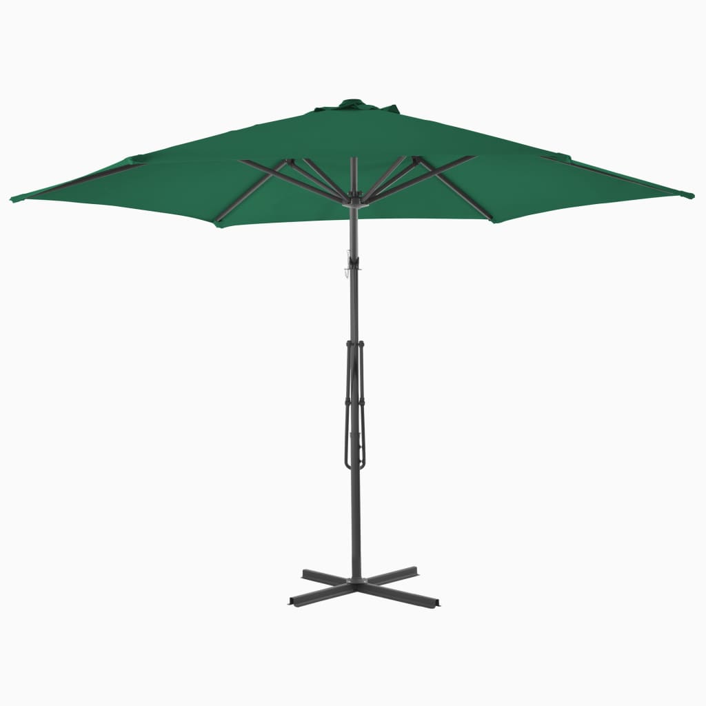 vidaXL Umbrelă soare de exterior cu stâlp din oțel, verde, 300 cm