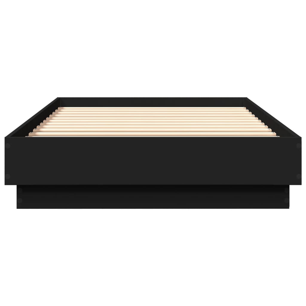 vidaXL Cadru de pat cu lumini LED, negru, 90x200 cm