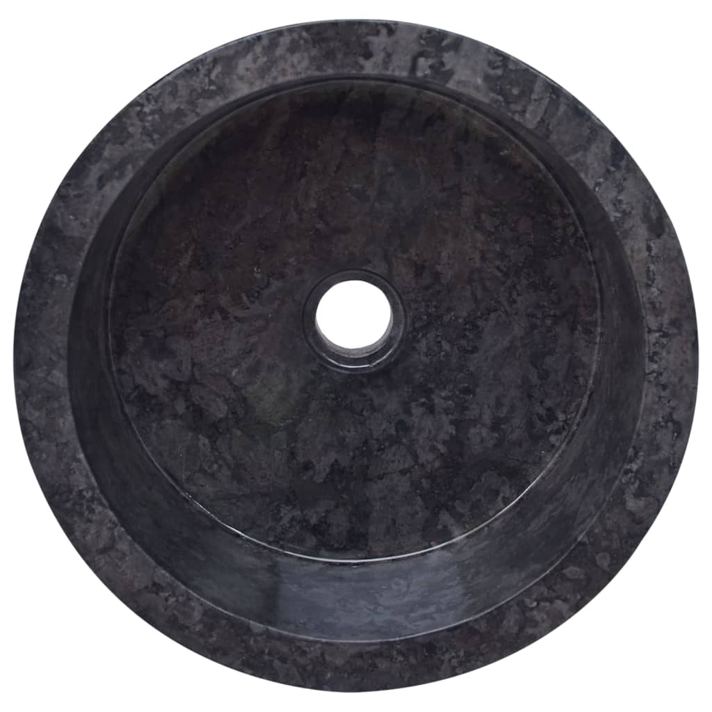 vidaXL Chiuvetă, negru, Ø40x15 cm, marmură