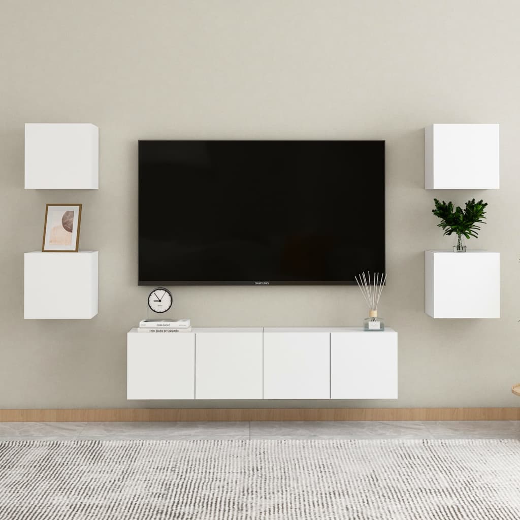 vidaXL Dulapuri TV montate pe perete, 2 buc., alb, 30,5x30x30 cm