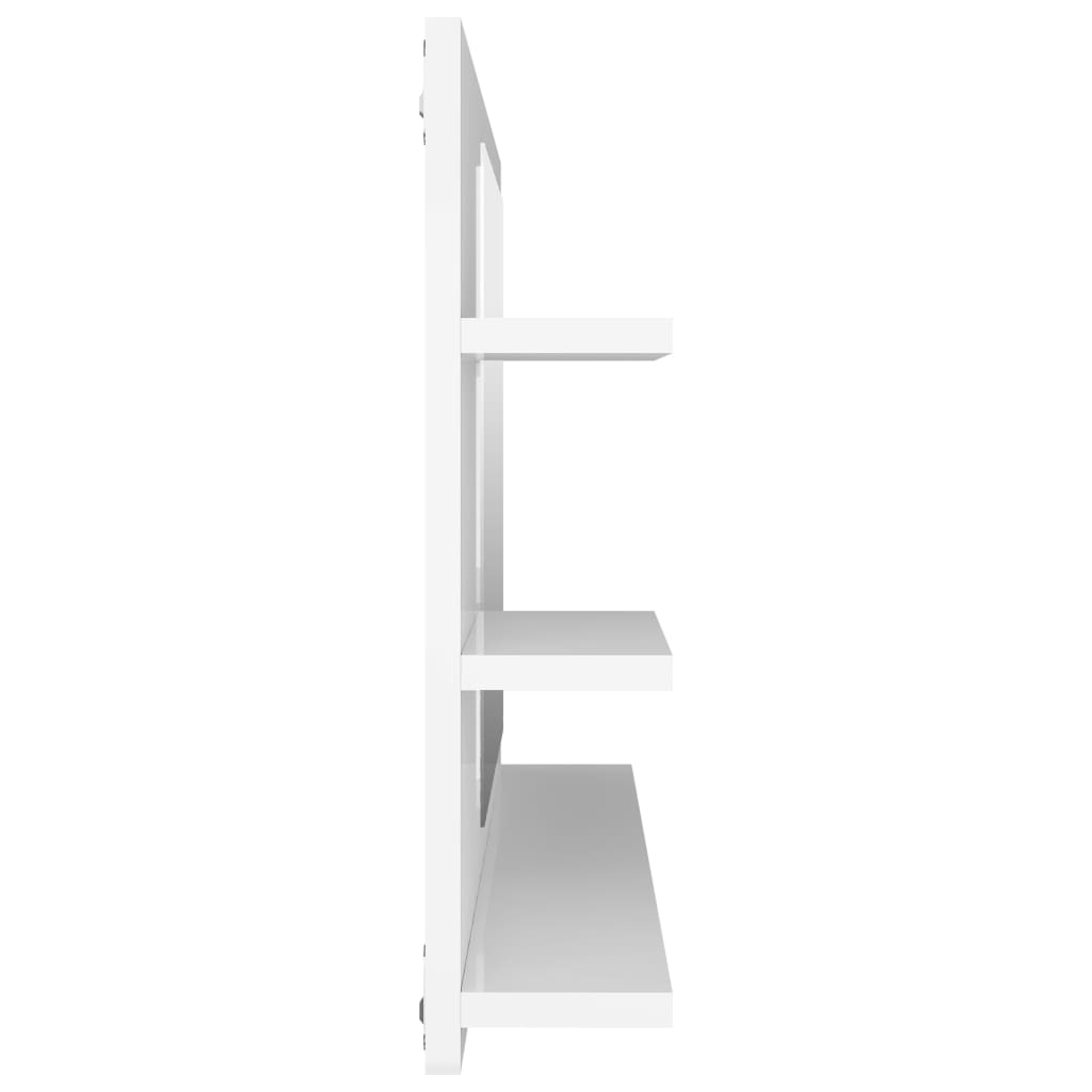vidaXL Oglindă de baie, alb extralucios , 90 x 10,5 x 45 cm, PAL