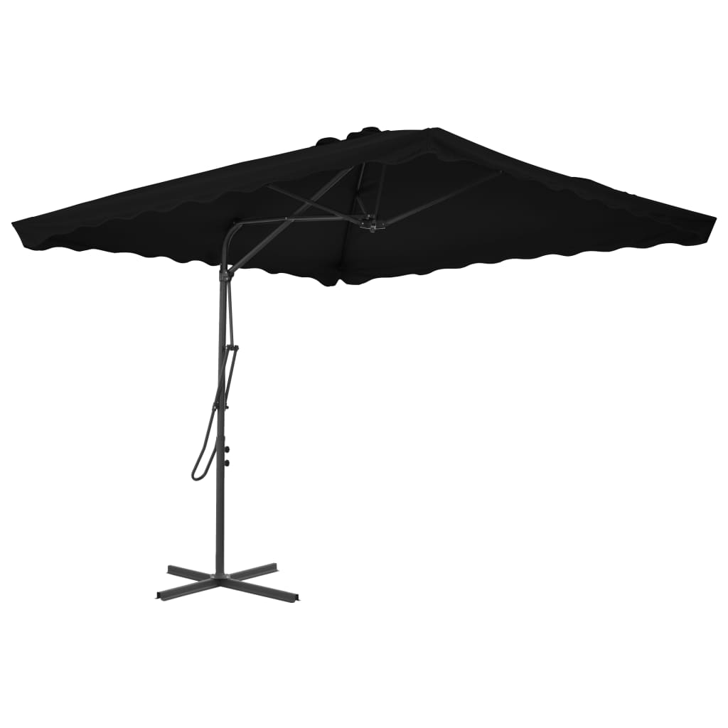 vidaXL Umbrelă de exterior cu stâlp din oțel, negru, 250x250x230 cm