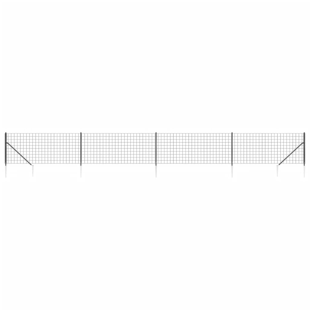 vidaXL Gard plasă de sârmă cu țăruși de fixare, antracit, 0,8x10 m