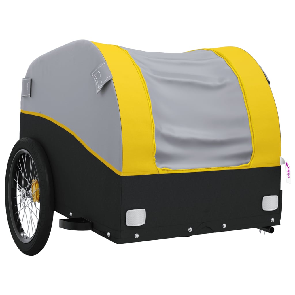 vidaXL Remorcă pentru biciclete, negru și galben, 30 kg, fier