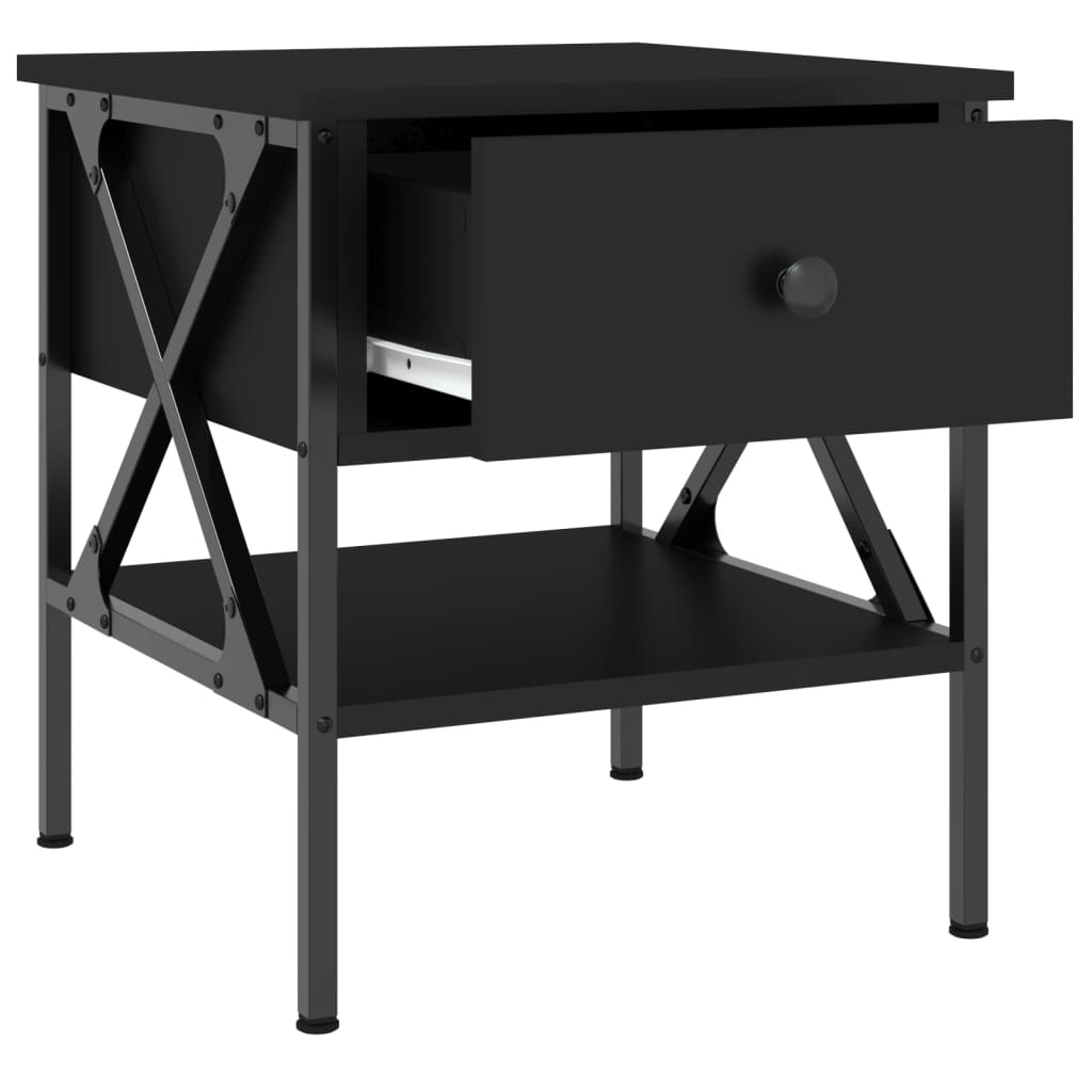 vidaXL Noptieră, negru, 40x42x45 cm, lemn compozit
