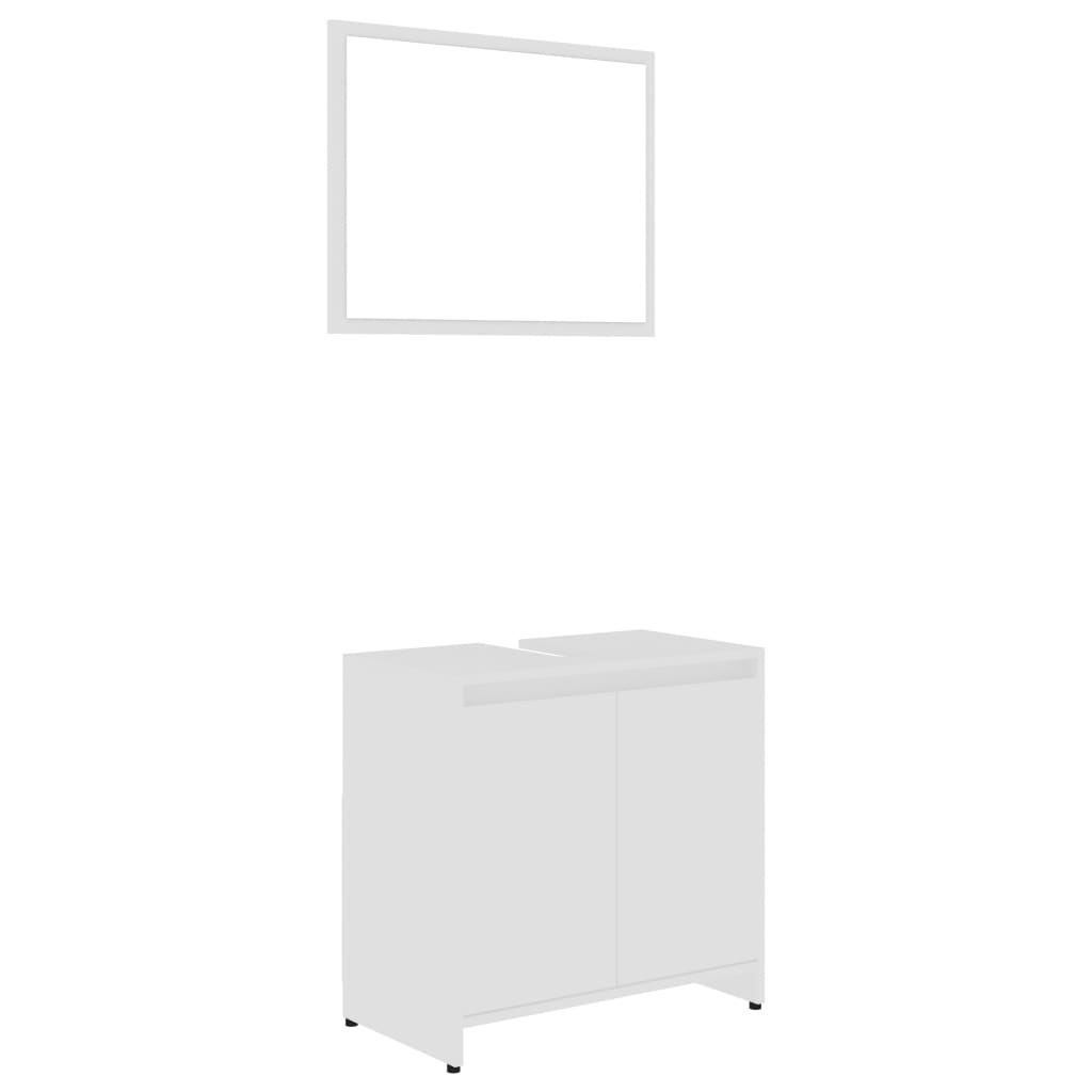 vidaXL Set mobilier de baie, 3 piese, alb, lemn prelucrat