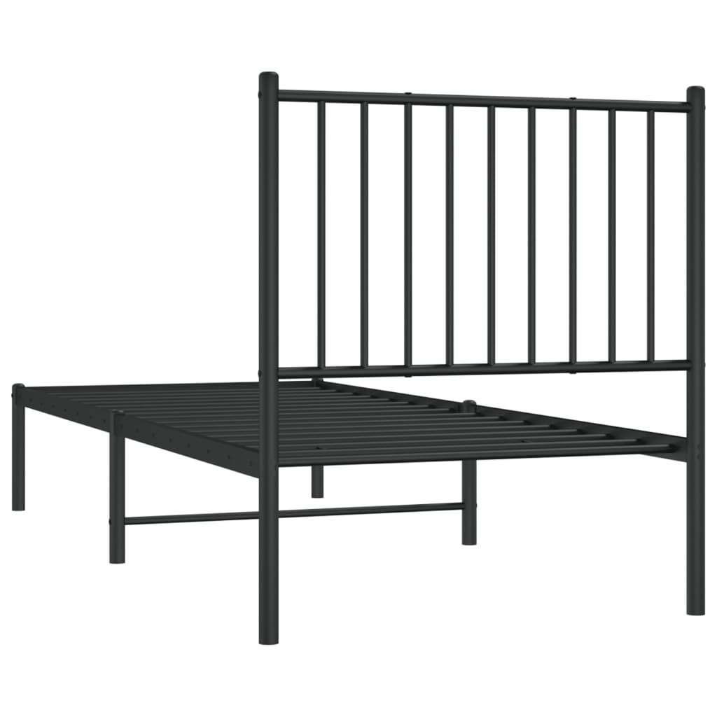 vidaXL Cadru de pat metalic cu tăblie, negru, 75x190 cm
