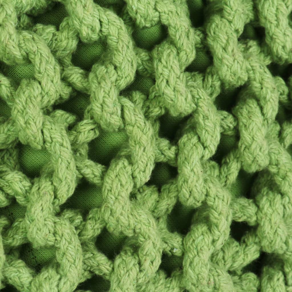 vidaXL Puf tricotat manual, bumbac, 50 x 35 cm, verde