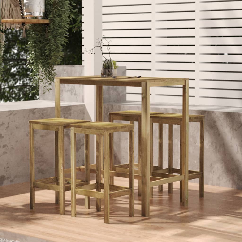 vidaXL Set mobilier bar de grădină, 5 piese, lemn de pin tratat