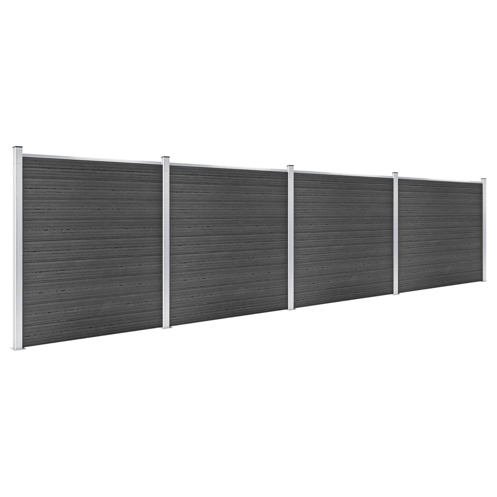 vidaXL Set de panouri de gard, negru, 699x186 cm, WPC