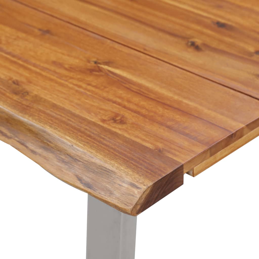 vidaXL Masă de bucătărie, 120x65x75 cm, lemn acacia & oțel inoxidabil