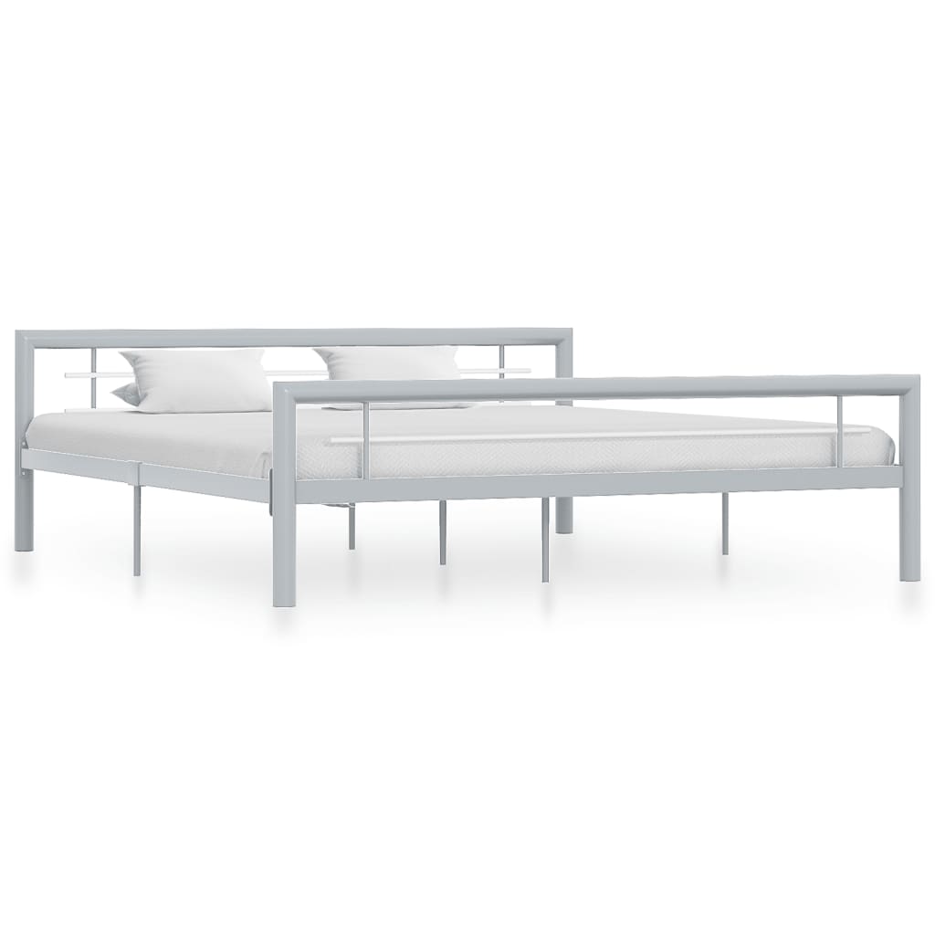 vidaXL Cadru de pat, gri și alb, 180 x 200 cm, metal