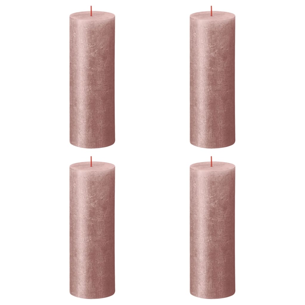 Bolsius Lumânări bloc rustice Shimmer, 4 buc., roz, 190x68 mm