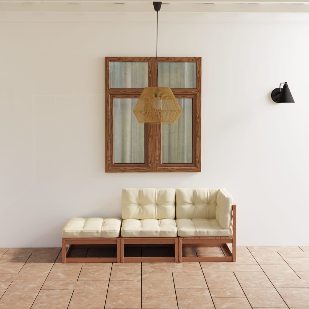 vidaXL Set mobilier de grădină cu perne, 3 piese, lemn masiv de pin