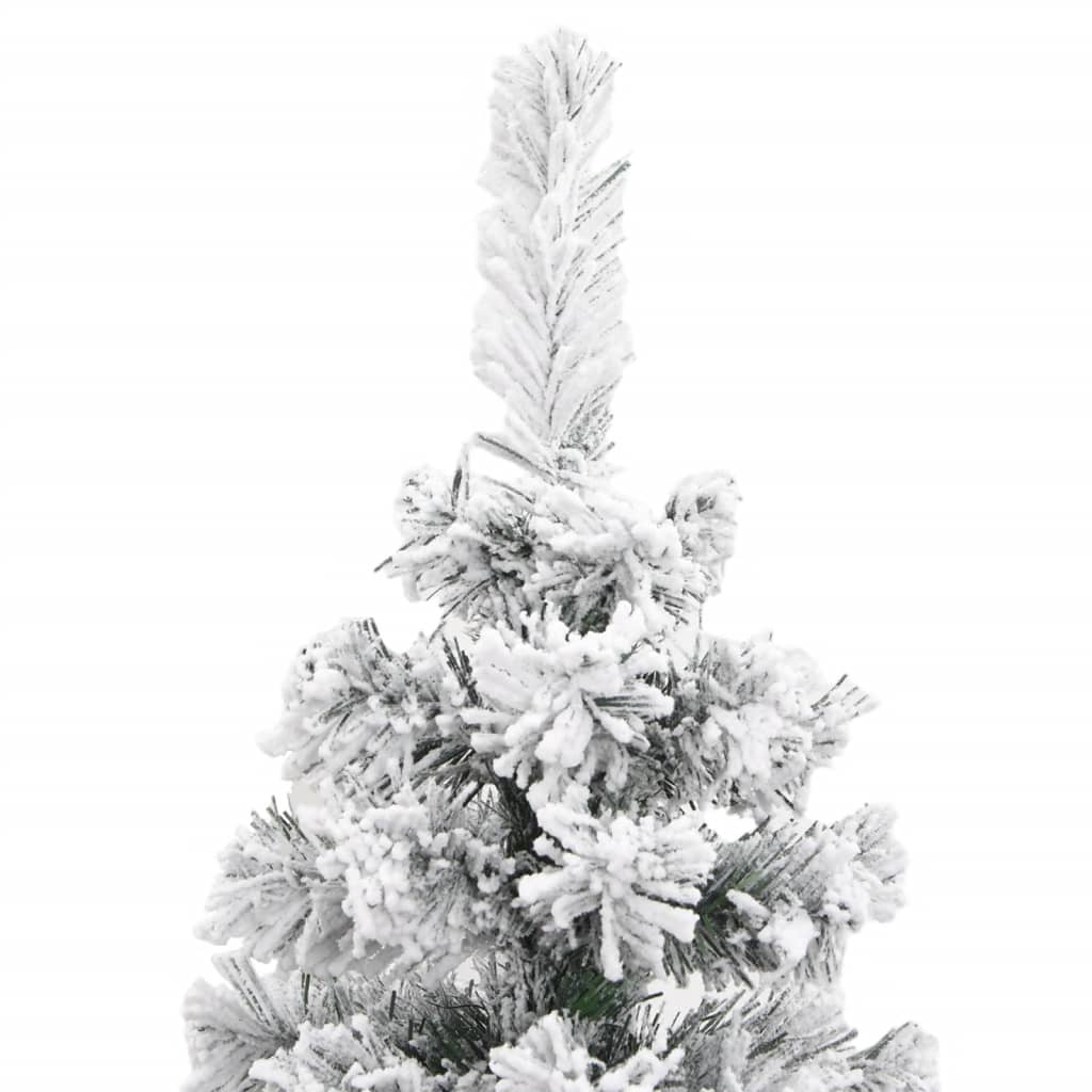 vidaXL Pom de Crăciun artificial, subțire, cu zăpadă, verde 210 cm PVC