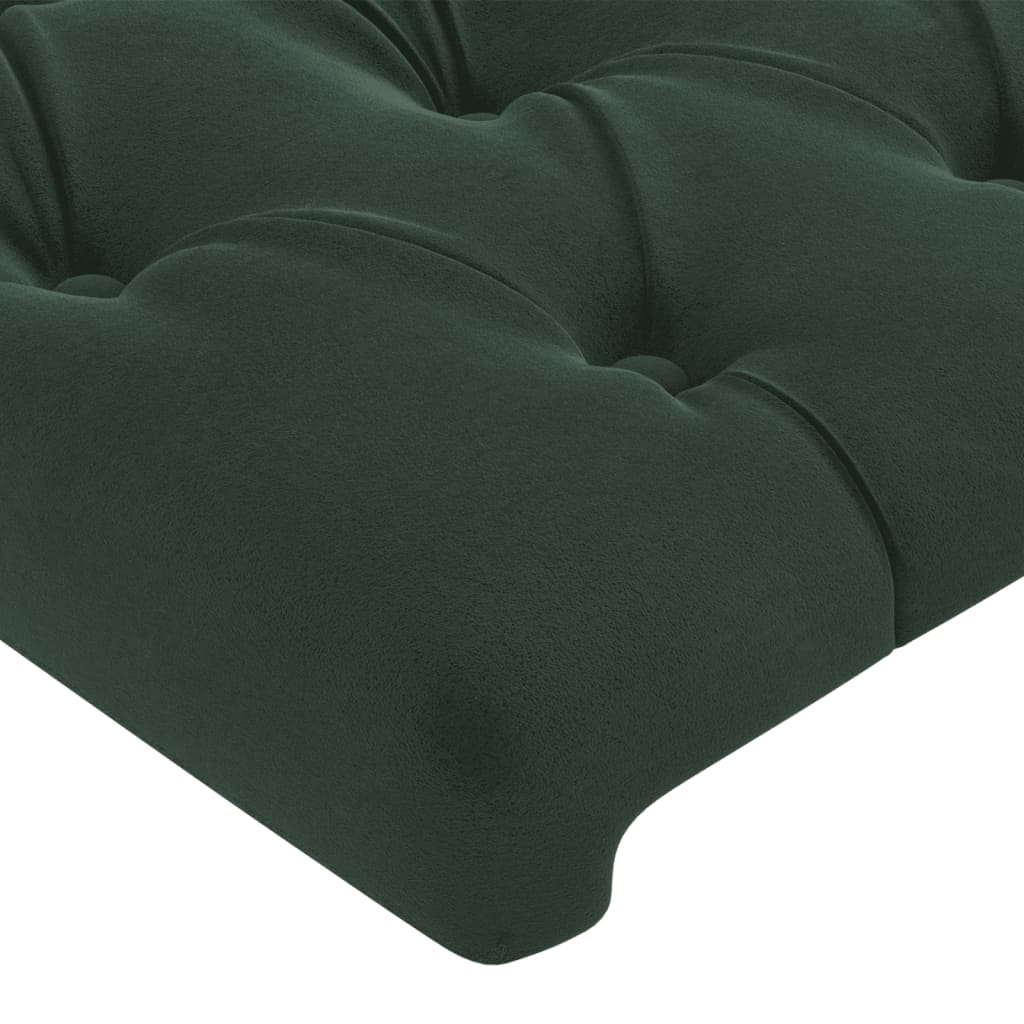 vidaXL Tăblie de pat cu LED, verde închis, 83x16x118/128 cm, catifea