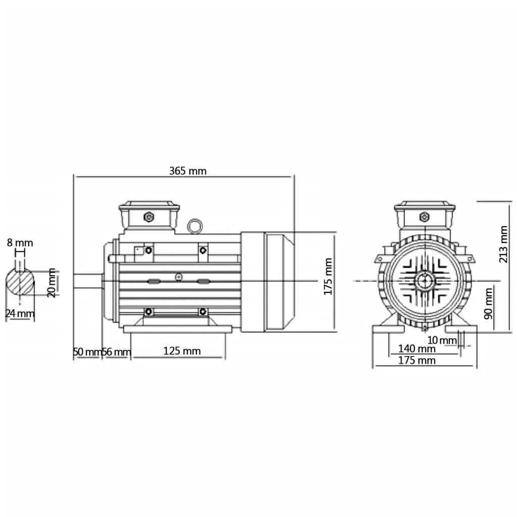 vidaXL Motor electric trifazic aluminiu 2,2kW/3CP 2 poli 2840 RPM