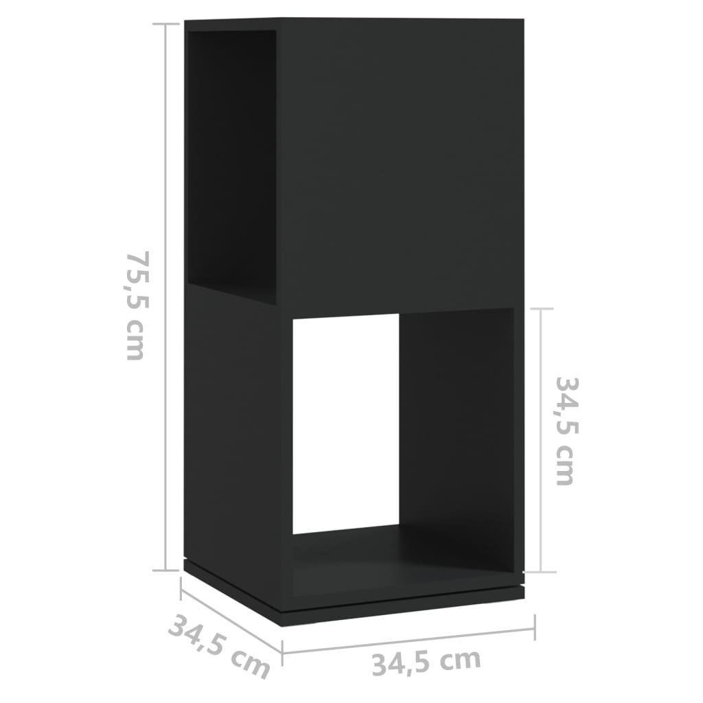 vidaXL Dulap rotativ, negru, 34,5x34,5x75,5 cm, lemn prelucrat