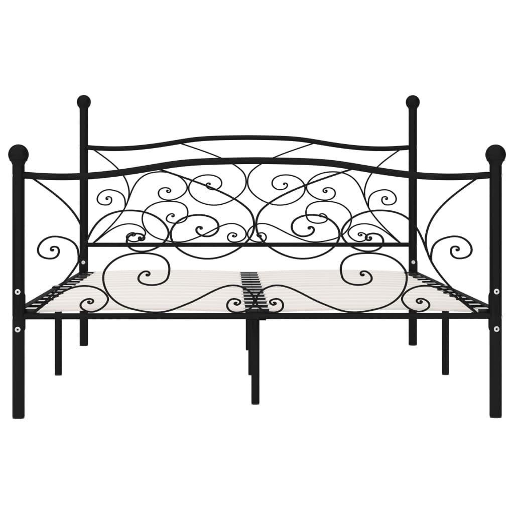 vidaXL Cadru de pat cu bază din șipci, negru, 120 x 200 cm, metal