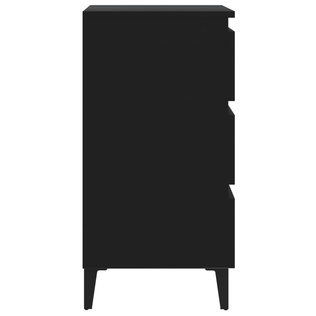 vidaXL Noptieră cu picioare metalice, negru, 40x35x69 cm