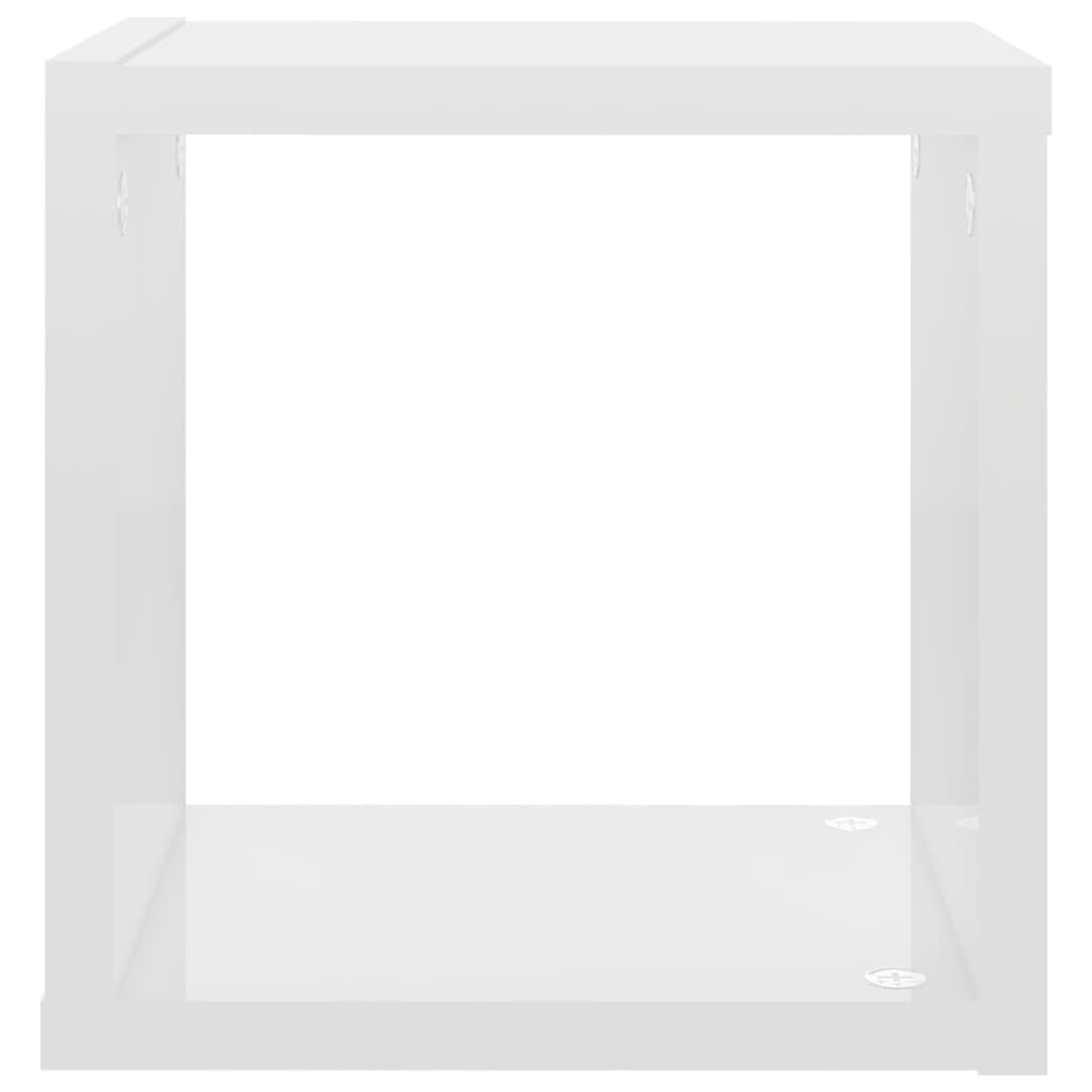 vidaXL Rafturi de perete cub 4 piese alb extralucios 22x15x22 cm PAL