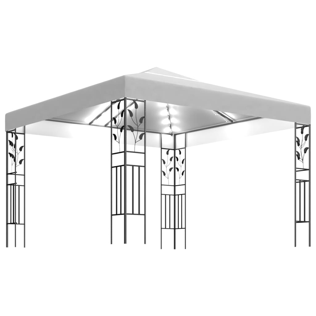vidaXL Pavilion cu șiruri de lumini LED, alb, 3x3m