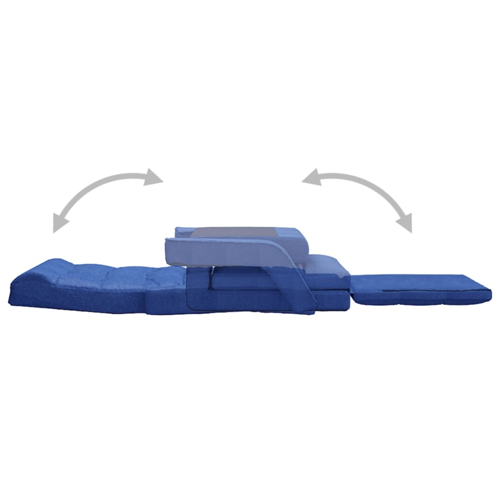 vidaXL Scaun de podea pliabil cu funcție de pat, albastru, țesătură