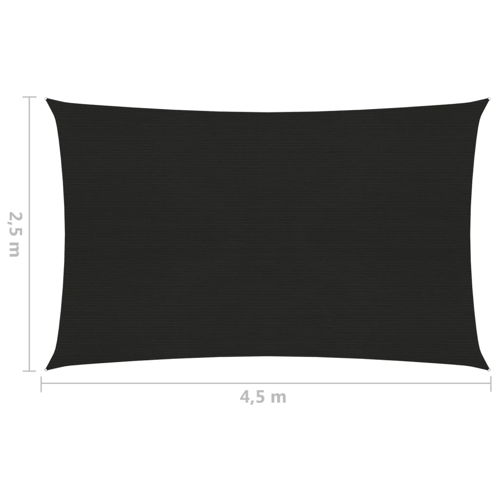 vidaXL Pânză parasolar, negru, 2,5x4,5 m, HDPE, 160 g/m²