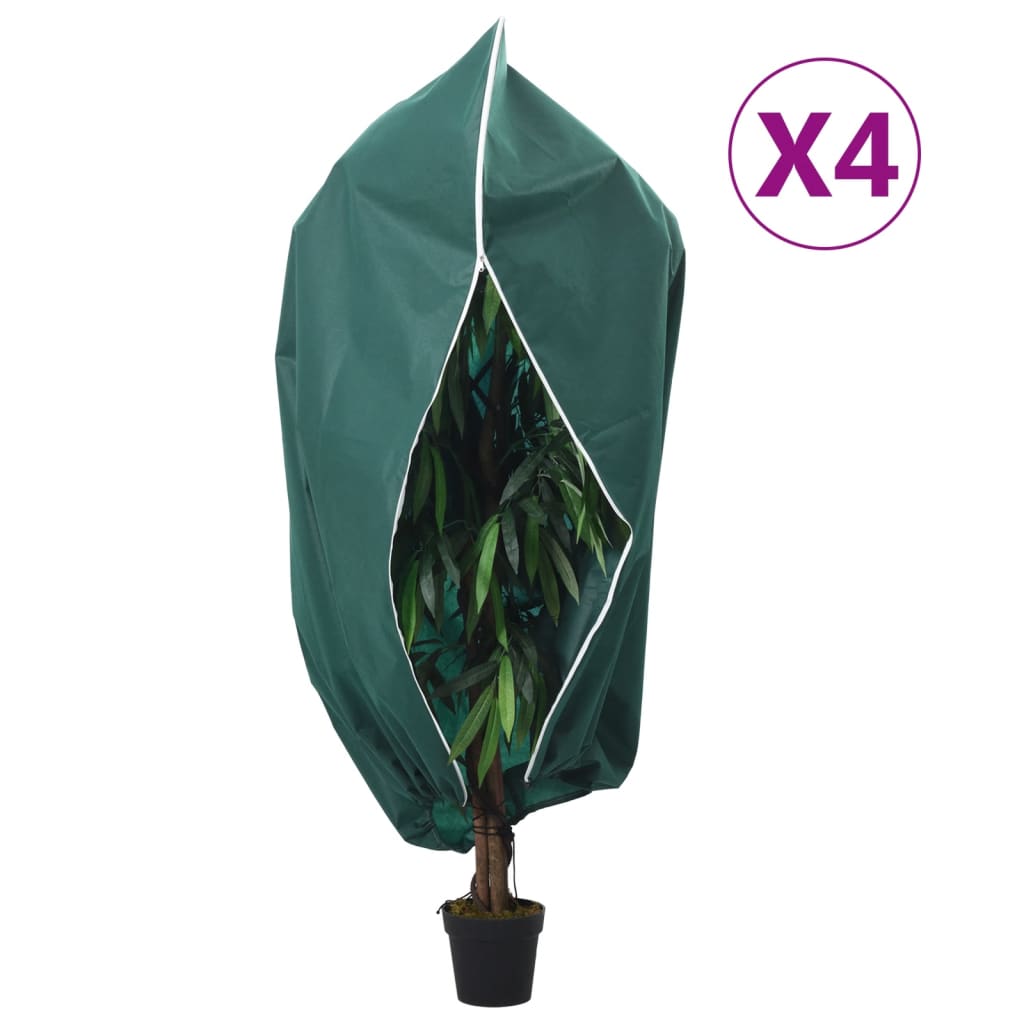 vidaXL Protecție de fleece plante cu fermoar, 4 buc, 70 g/m², 1x1,55 m