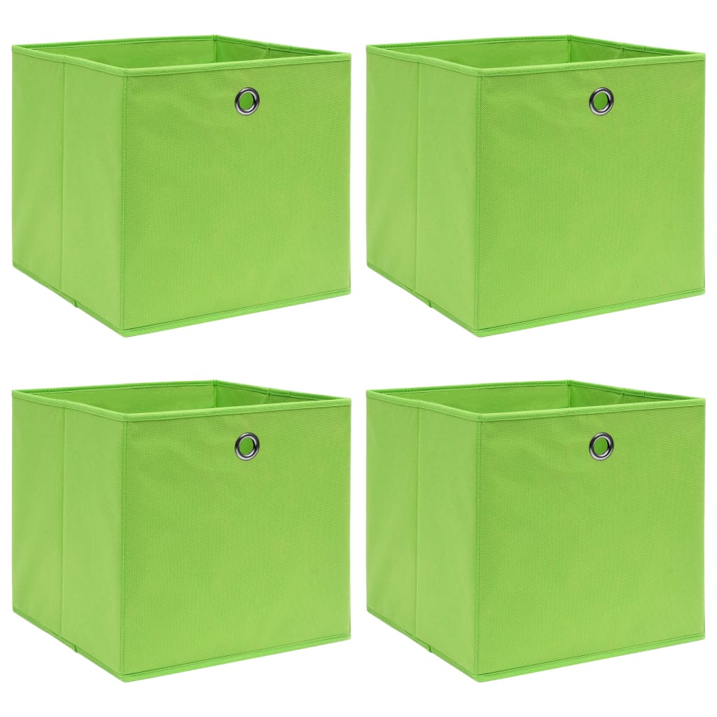 vidaXL Cutii de depozitare, 4 buc., verde, 32x32x32 cm, textil
