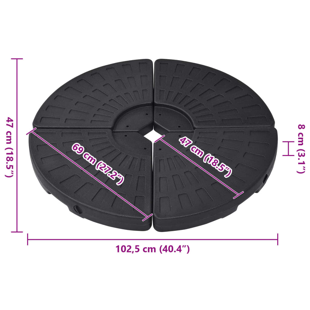 vidaXL Suport de umbrelă în formă de evantai, 4 buc., negru