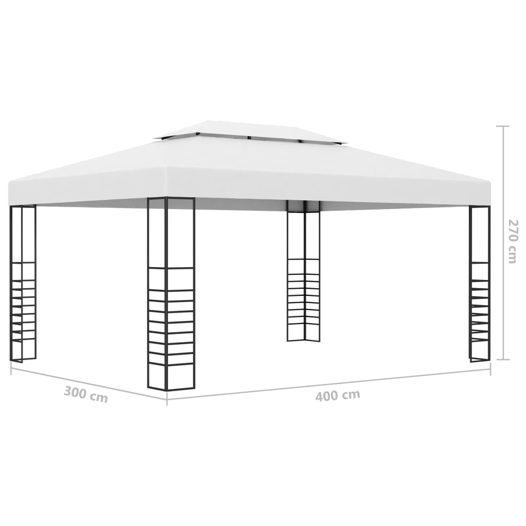vidaXL Pavilion cu șir de lumini LED, alb, 4x3x2,7 m