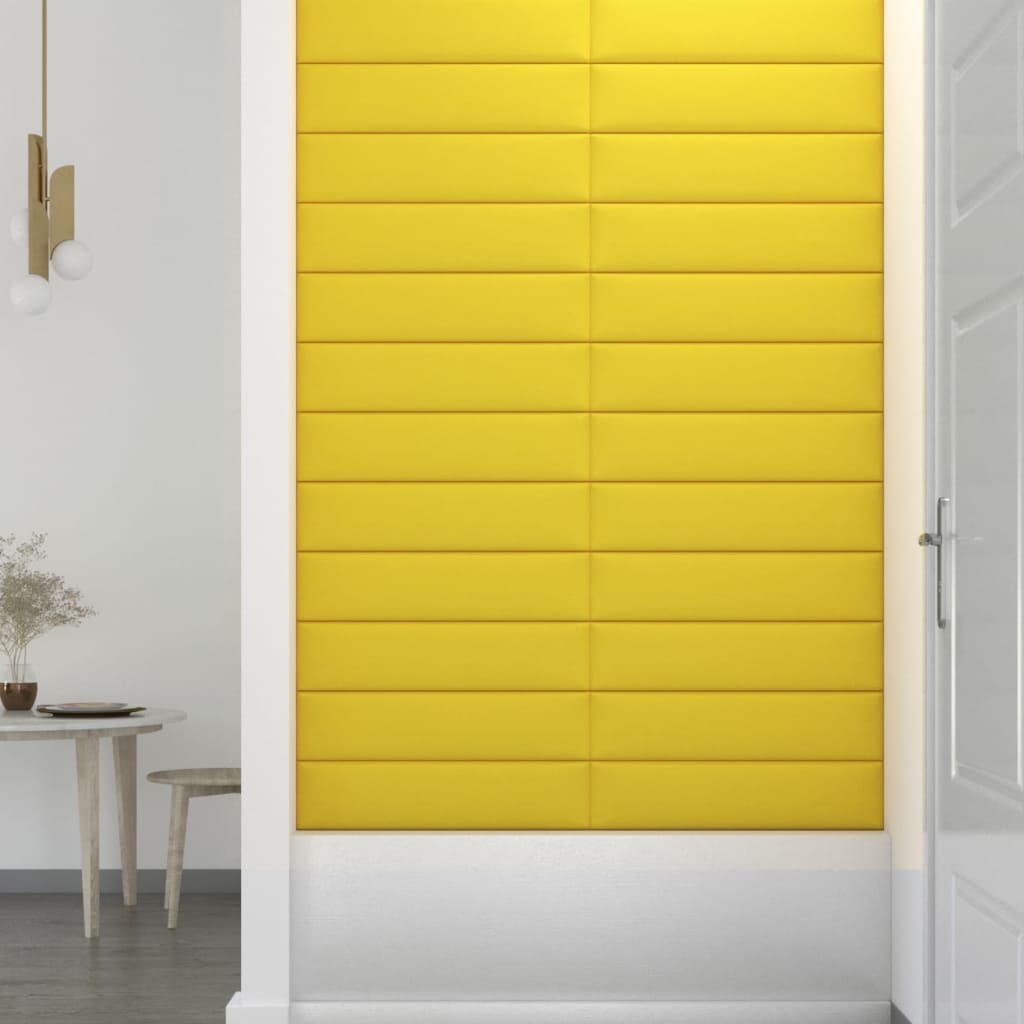 vidaXL Panouri perete 12 buc. galben închis 60x15 cm textil 1,08 m²