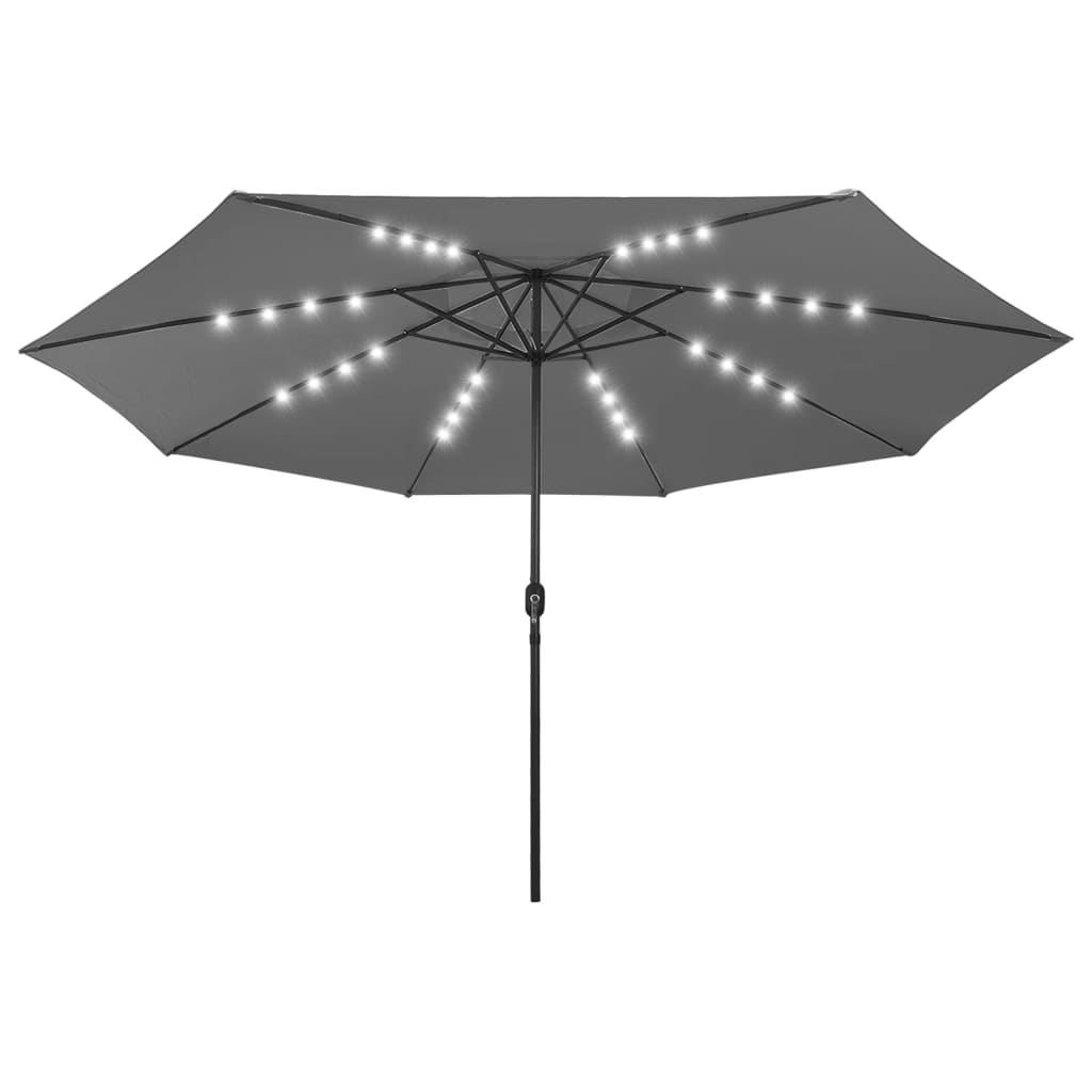 vidaXL Umbrelă de soare exterior LED-uri & stâlp metal antracit 400 cm