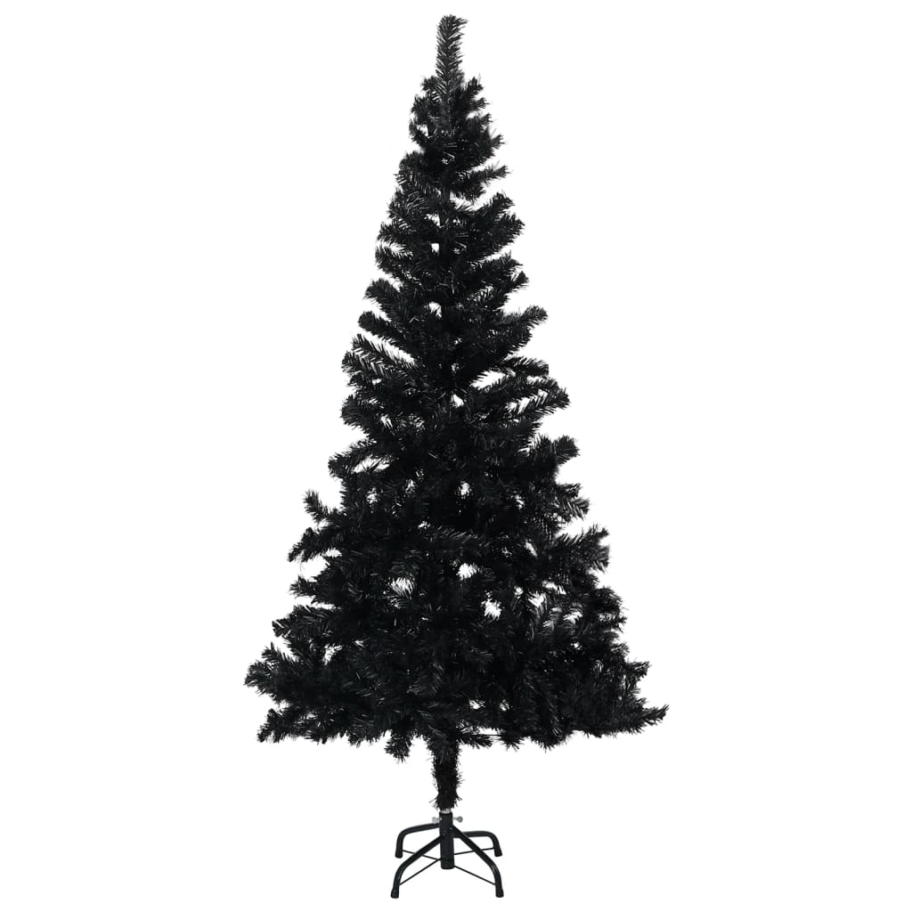 vidaXL Brad Crăciun pre-iluminat cu set globuri, negru, 240 cm, PVC