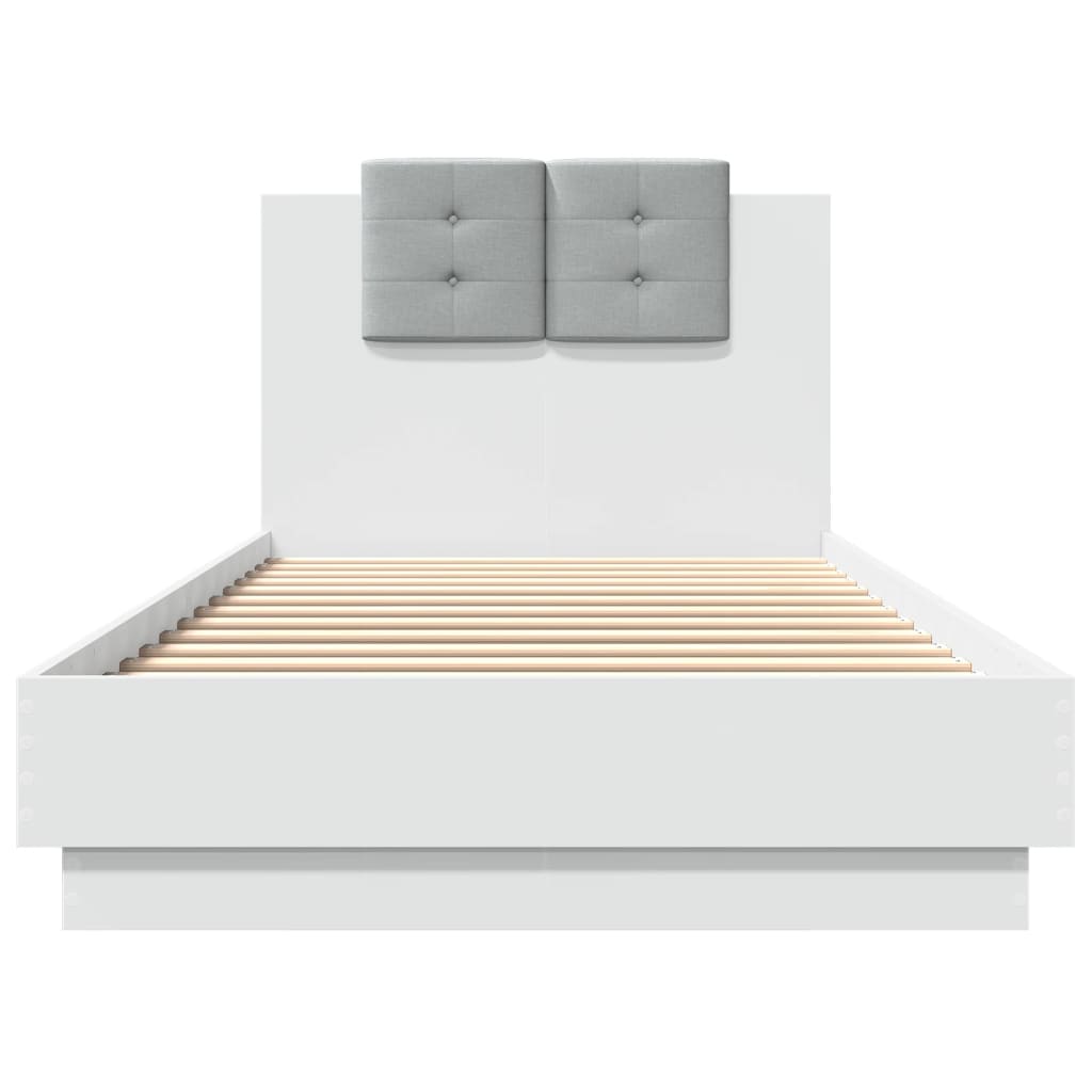 vidaXL Cadru de pat cu tăblie, alb, 90x200 cm, lemn prelucrat