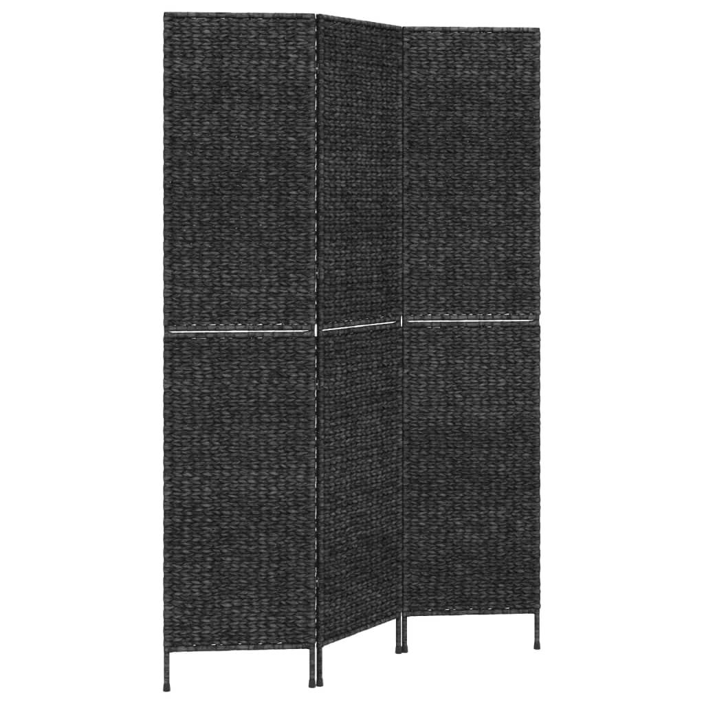 vidaXL Paravan de cameră cu 3 panouri negru 122x180 cm, zambilă de apă