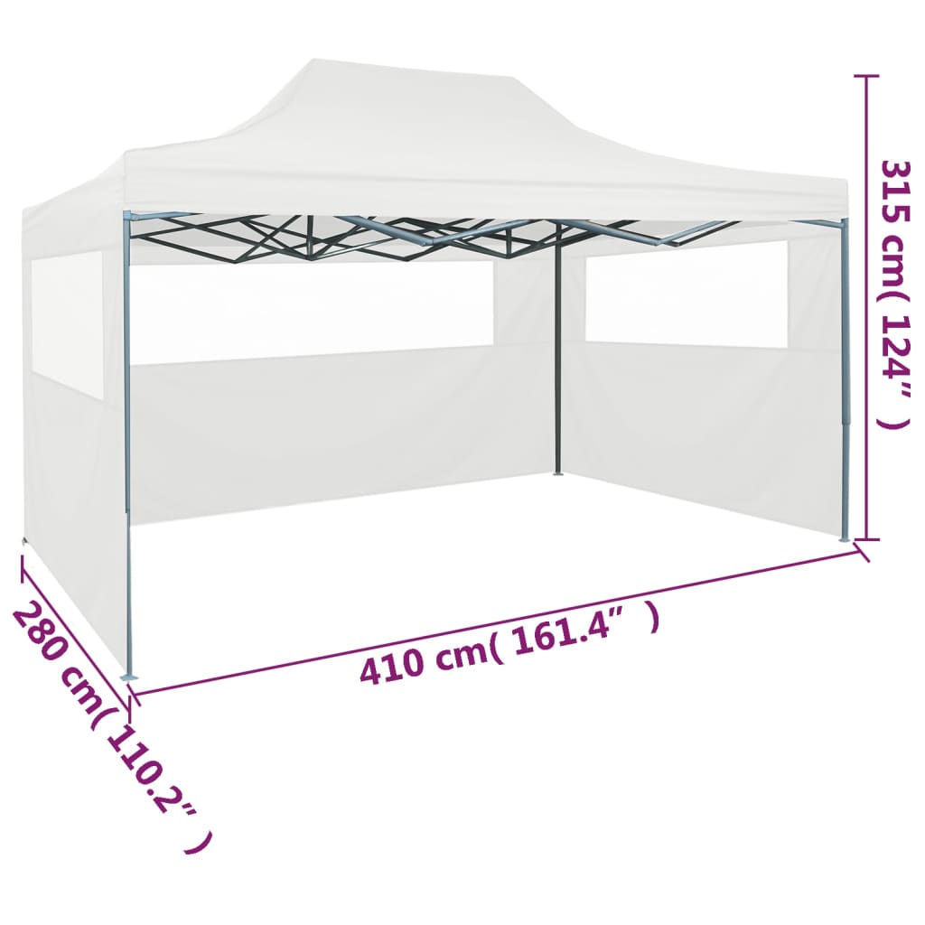 vidaXL Cort de petrecere pliabil cu 3 pereți laterali, alb, 3x4m, oțel