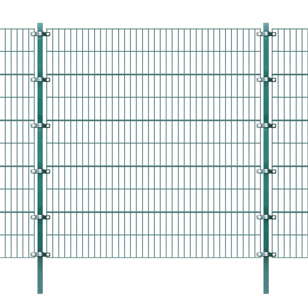 vidaXL Panou gard cu stâlpi, verde 6x2 m, fier vopsit electrostatic