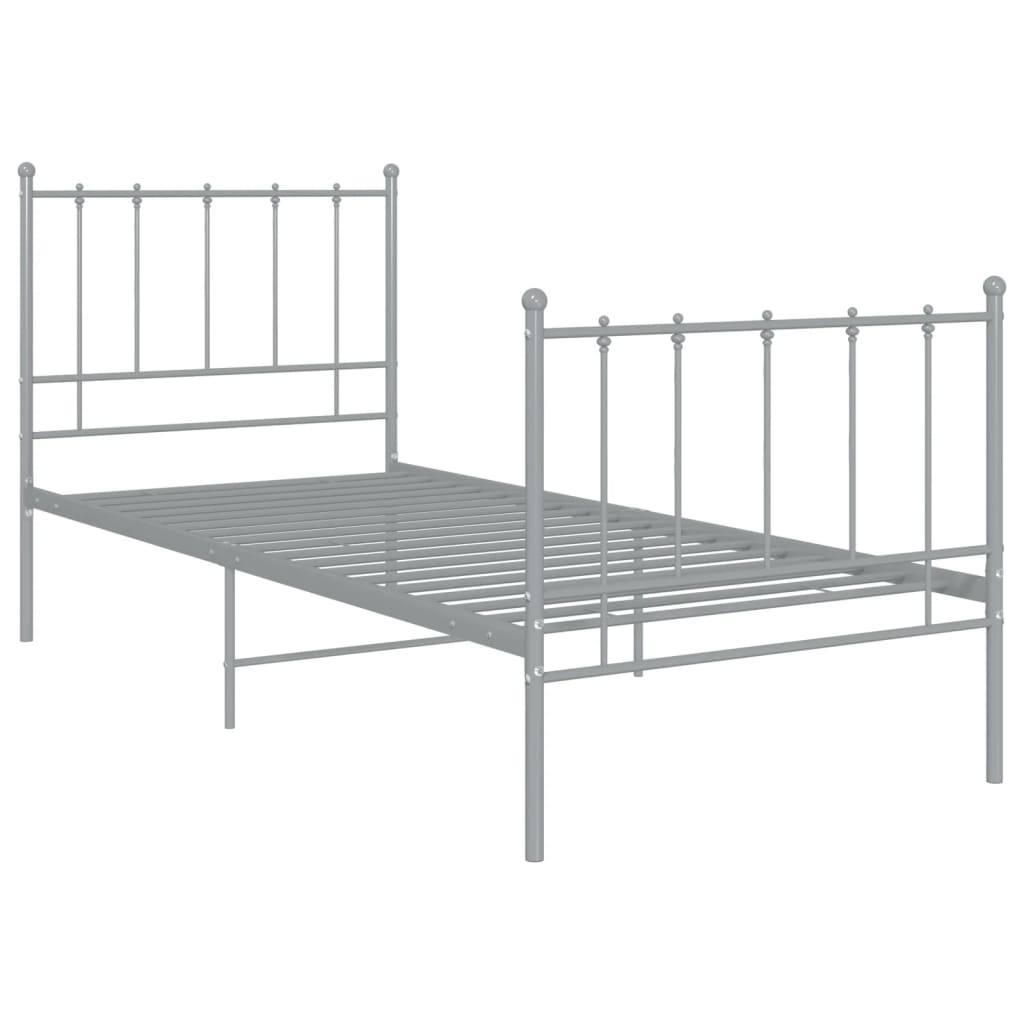 vidaXL Cadru de pat, gri, 90x200 cm, metal