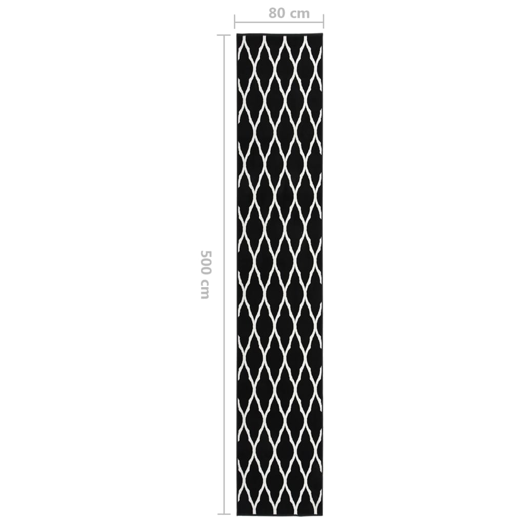 vidaXL Covor traversă BCF, alb și negru, 80x500 cm